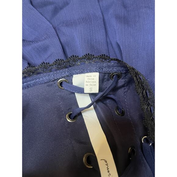 Sparkle & Fade Navy Blue Sun Dress Spaghetti Strap Corset Back Size Small - Picture 2 of 8